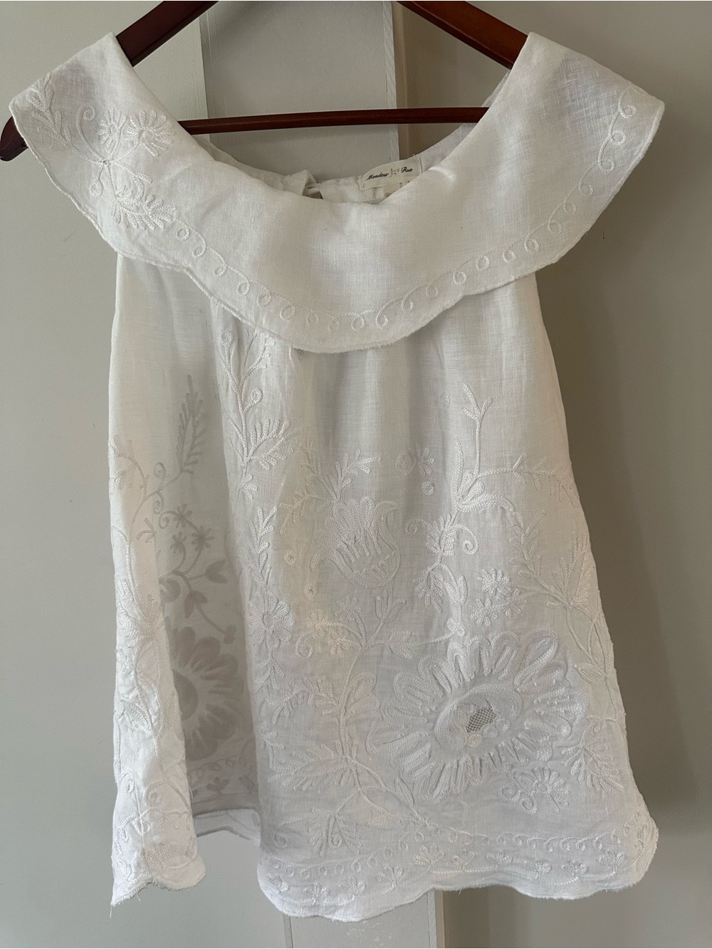 MEADOW RUE LINEN BLOUSE  SLEEVELESS RUFFLE SZ 6